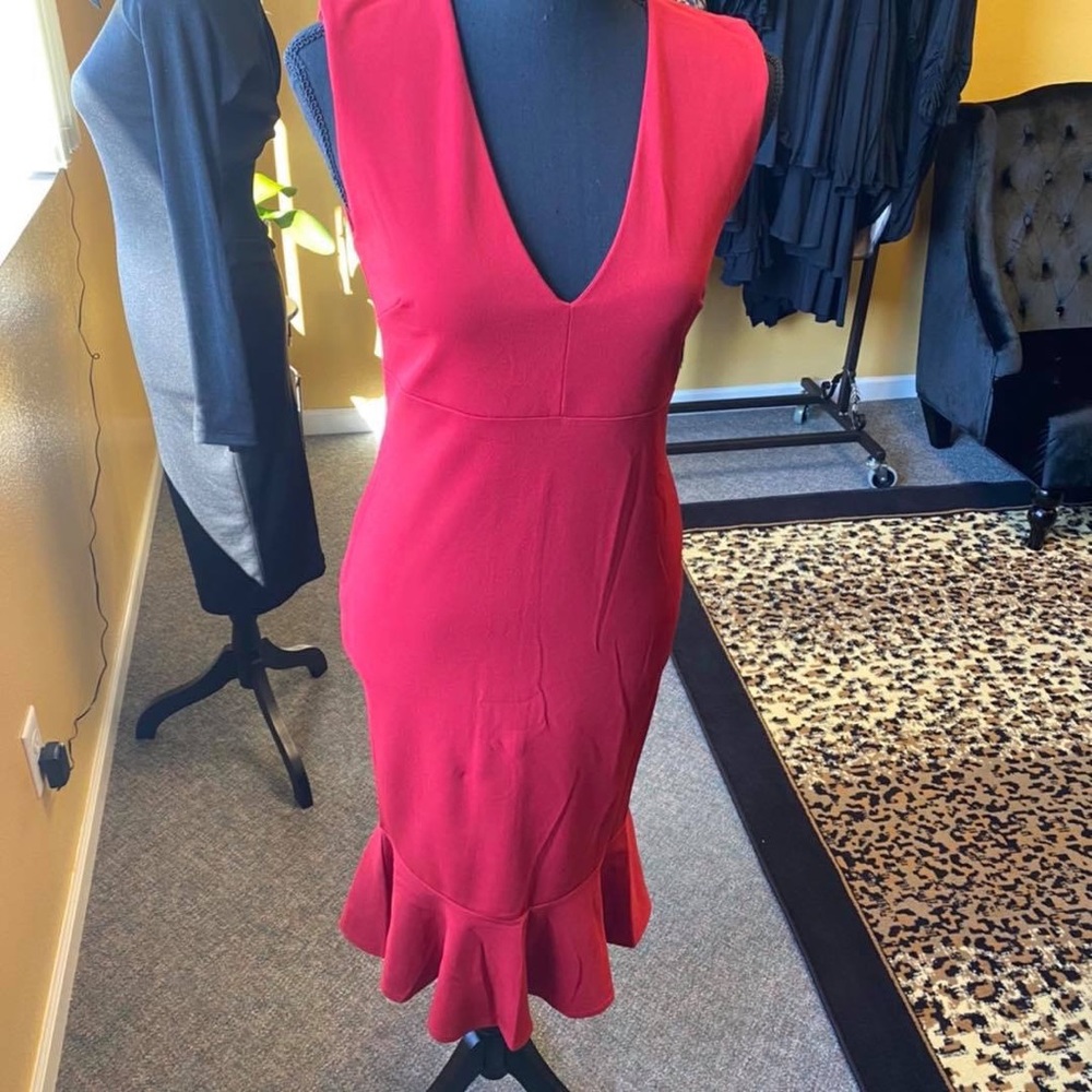 Red peplum bottom dress